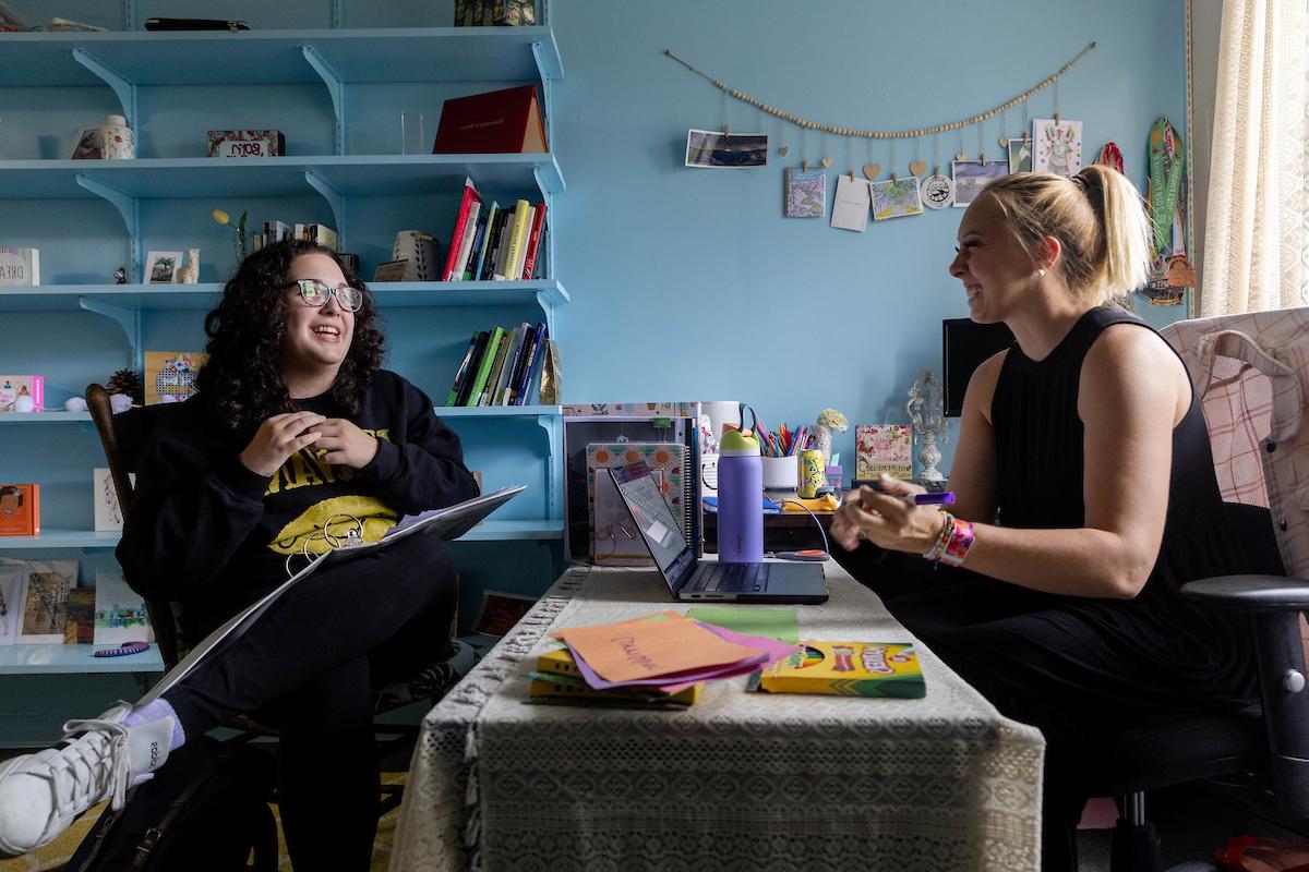 Education professor Taryn Robertson, left, and Madeline Dearie 